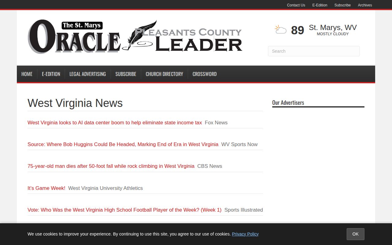 Oracle and Leader West Virginia News page