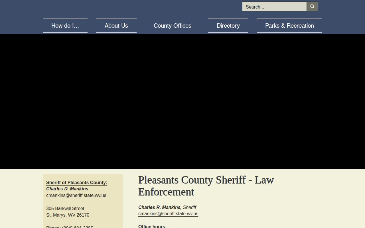 Pleasants County Sheriff’s Office official contact page