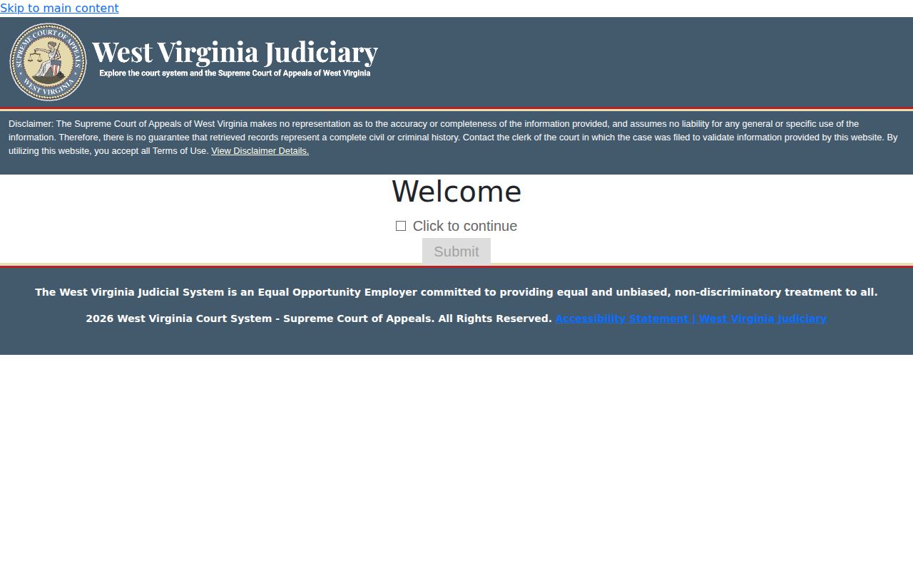 West Virginia magistrate record search official entry page