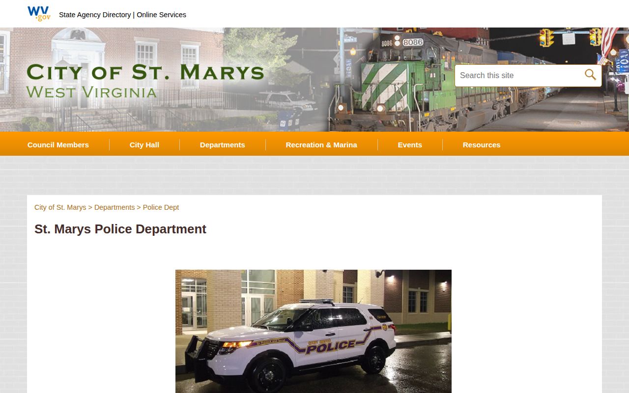 St. Marys Police Department official contact page